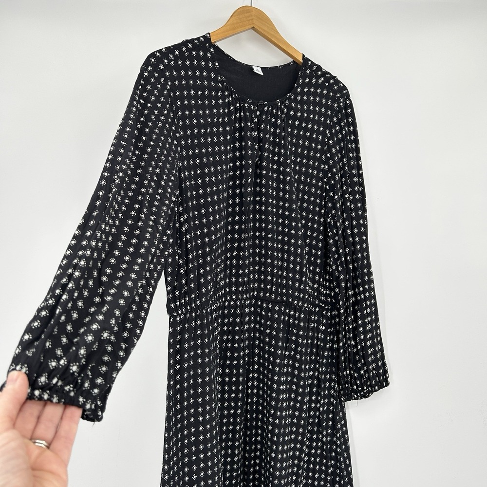 Old Navy Dark Country Cottage Blouson Dress Womens XL Tall Preppy Peasant Tiered